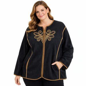NWT Bob Mackie Women Plus 3X Wearable Art Embroidered Cardigan Sweater Zip Front